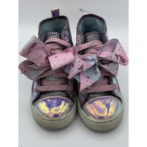 JoJo Siwa Purple Iridescent Mermaid Bow Shoes High‎ Top Sneakers Size 1